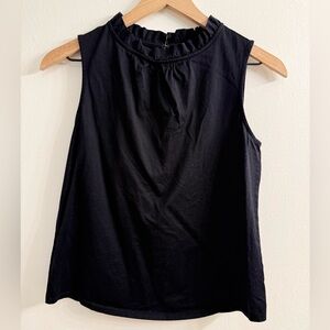 Ann Taylor Black Ruffled Neck Tank Top